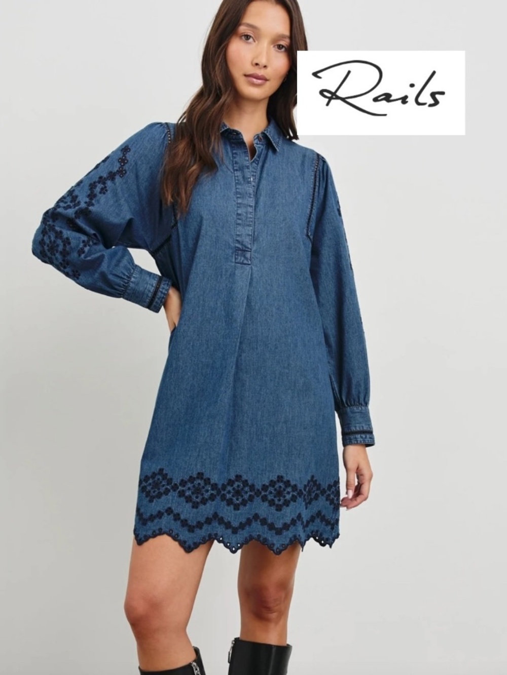 Rails Fernanda vintage wash denim dress, S, CB2734 - Picture 4 of 8